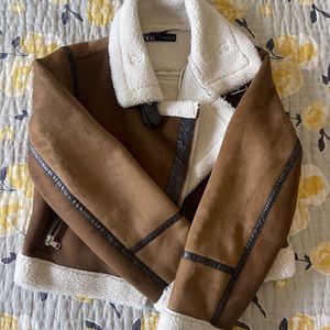 Zara cropped Sherling jacket